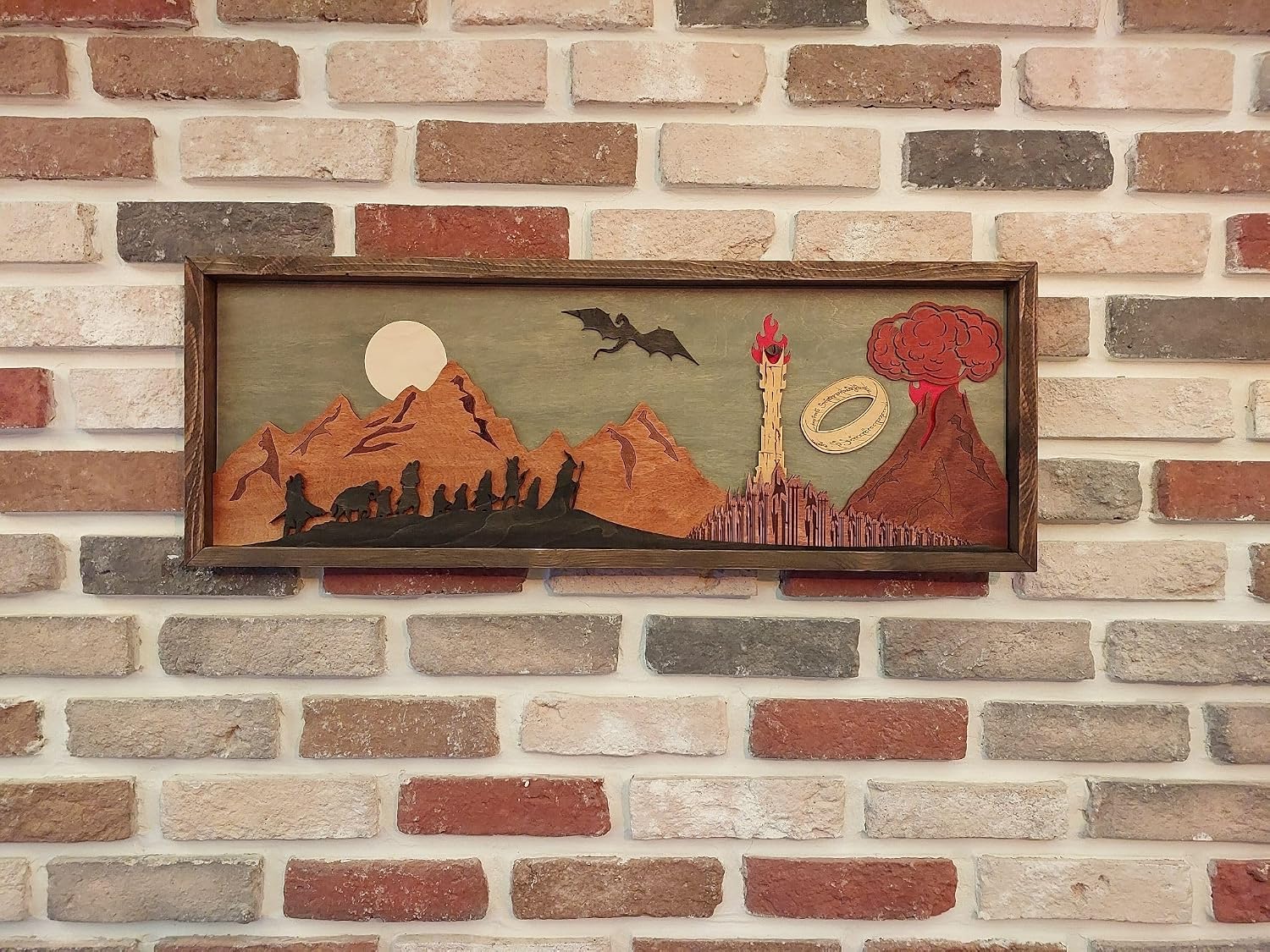 Rossesie Handmade 3D Wooden Wall Art – Layered Volcano Silhouette Home Decor for Living Room, Office or Game Room