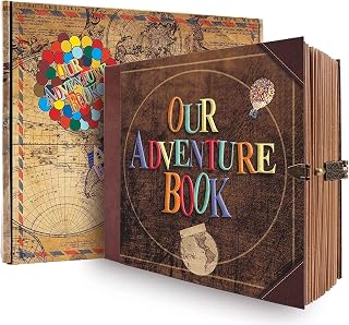 JIMBON Our Adventure Book Scrapbook: Retro Embossed Photo Album for Couples, Travel Diary, Anniversary Memory Book (146 Pages)
