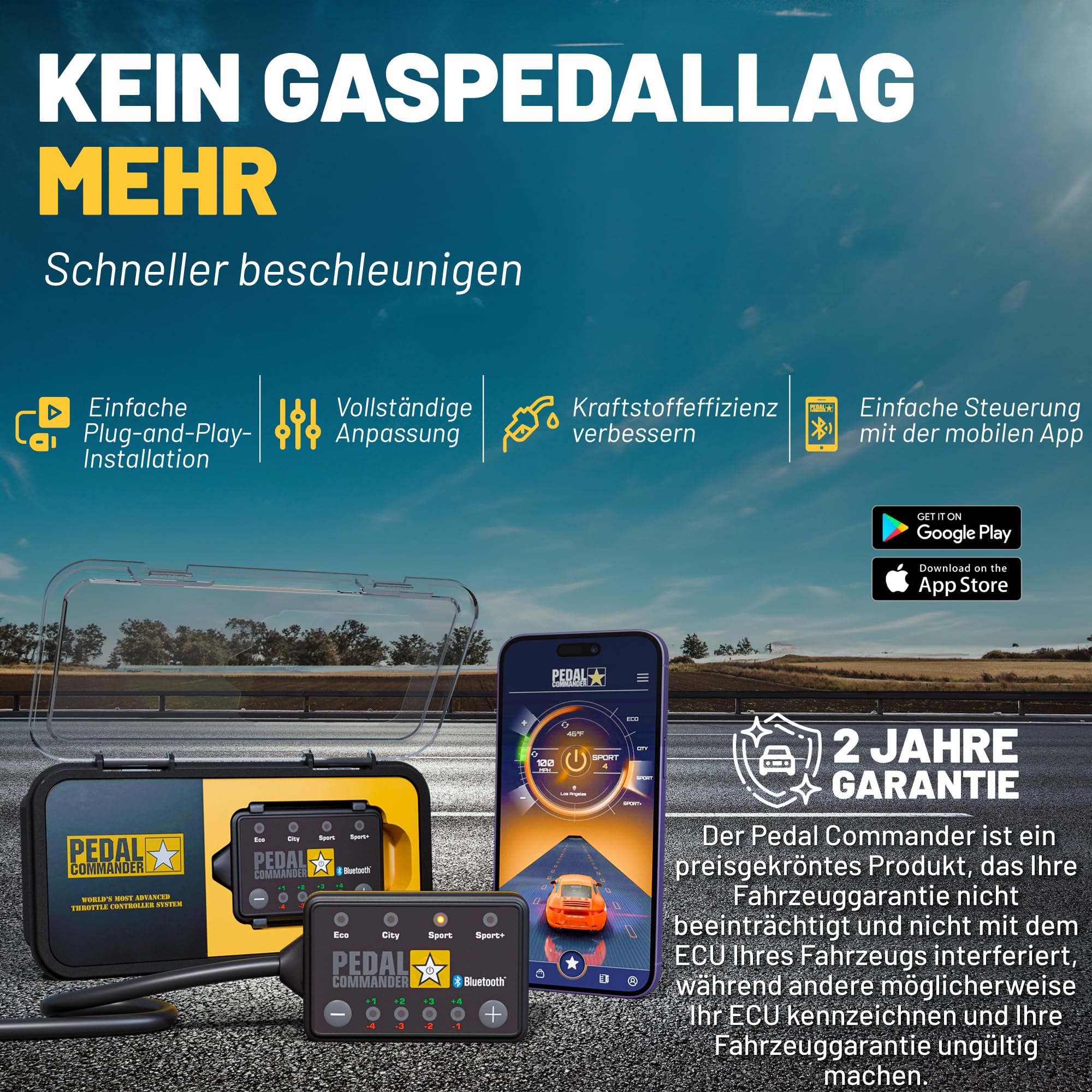 PEDAL COMMANDER ist für Jeep Renegade (2015 und neuer) (BU) Sport, Latitude, Limited, Altitude, Trailhawk und alle anderen Modelle (1.4L 1.6L 2.4L) Benzin und Diesel - PC07