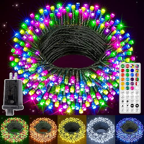 Ollny Luces RGB de Halloween, 200 luces LED de 66 pies, 130 modos que cambian de color, luces de Navidad conectables con control remoto,