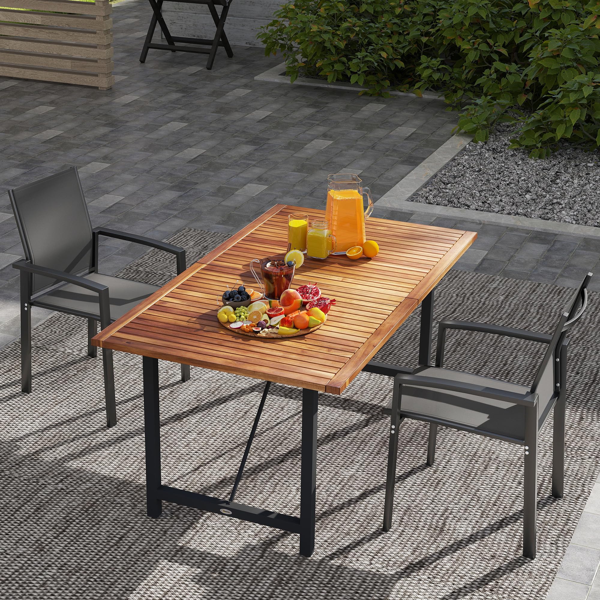 Outsunny Lot de 2 chaises de Jardin chaises empilables d'extérieur Respirant avec accoudoirs, en Aluminium et textilène pour Jardin, Piscine, terrasse, Gris foncé