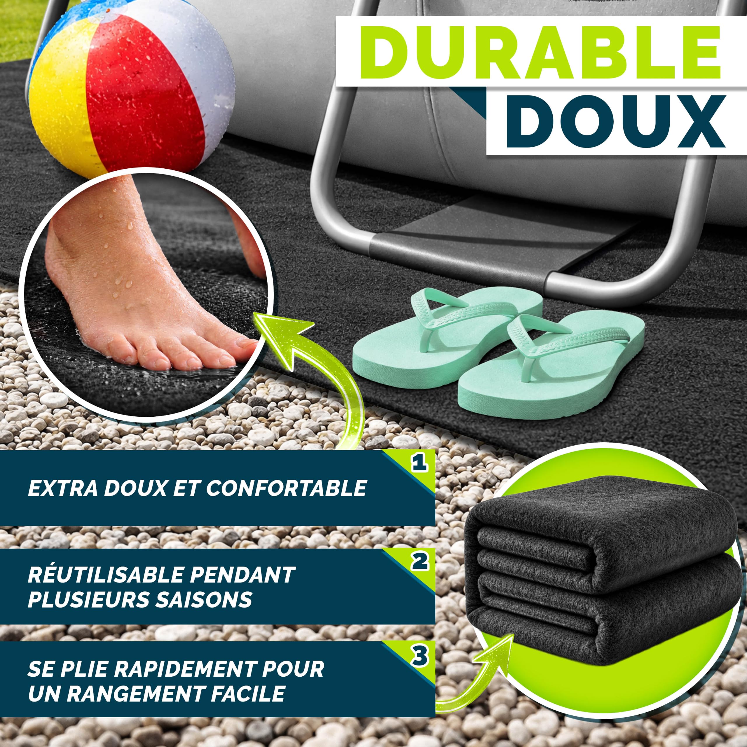 tillvex® Tapis de piscine de qualité supérieure 400 g/m² - Géotextile - Bâche de sol à découper - Tapis de protection de sol pour piscines et piscine - Tapis de protection de sol indéchirable (rond