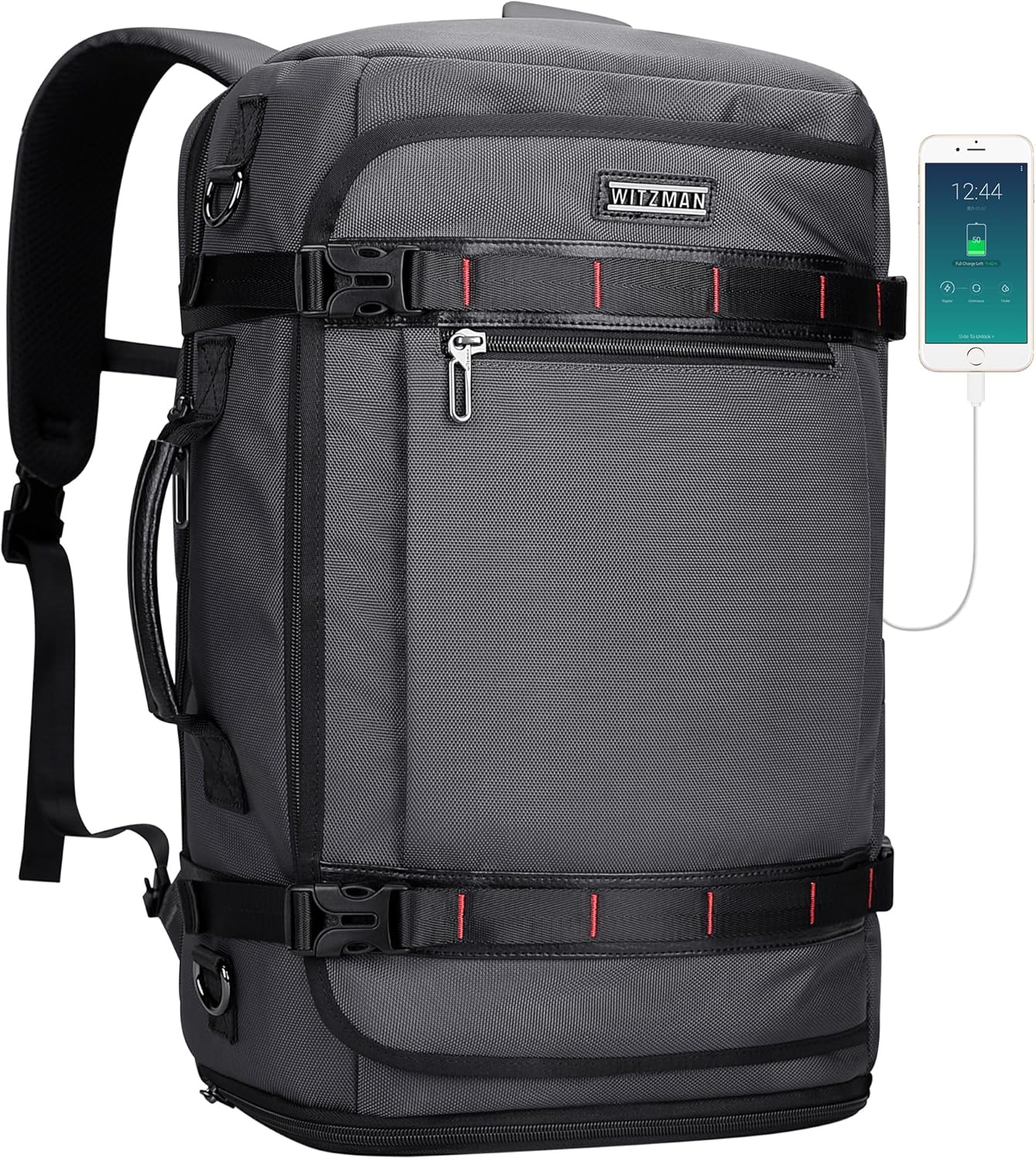 WITZMAN Travel Backpack for Men 35L Carry-on Laptop Backpack Luggage Fit 16 inch TSA Friendly Flight Approved with Shoe Compartment for Airplanes(B718 Silvery Grey)