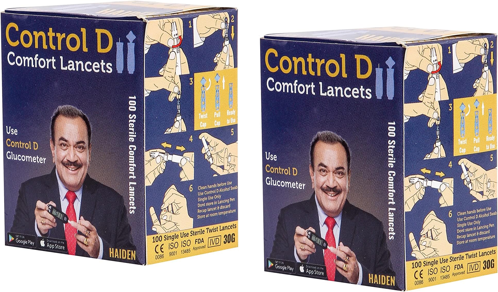 Control D Glucometer CL-200 ound Comfort Blood Lancet 200 Pieces, Blue Round Comfort Lancet Needle, Round Glucometer Lancets