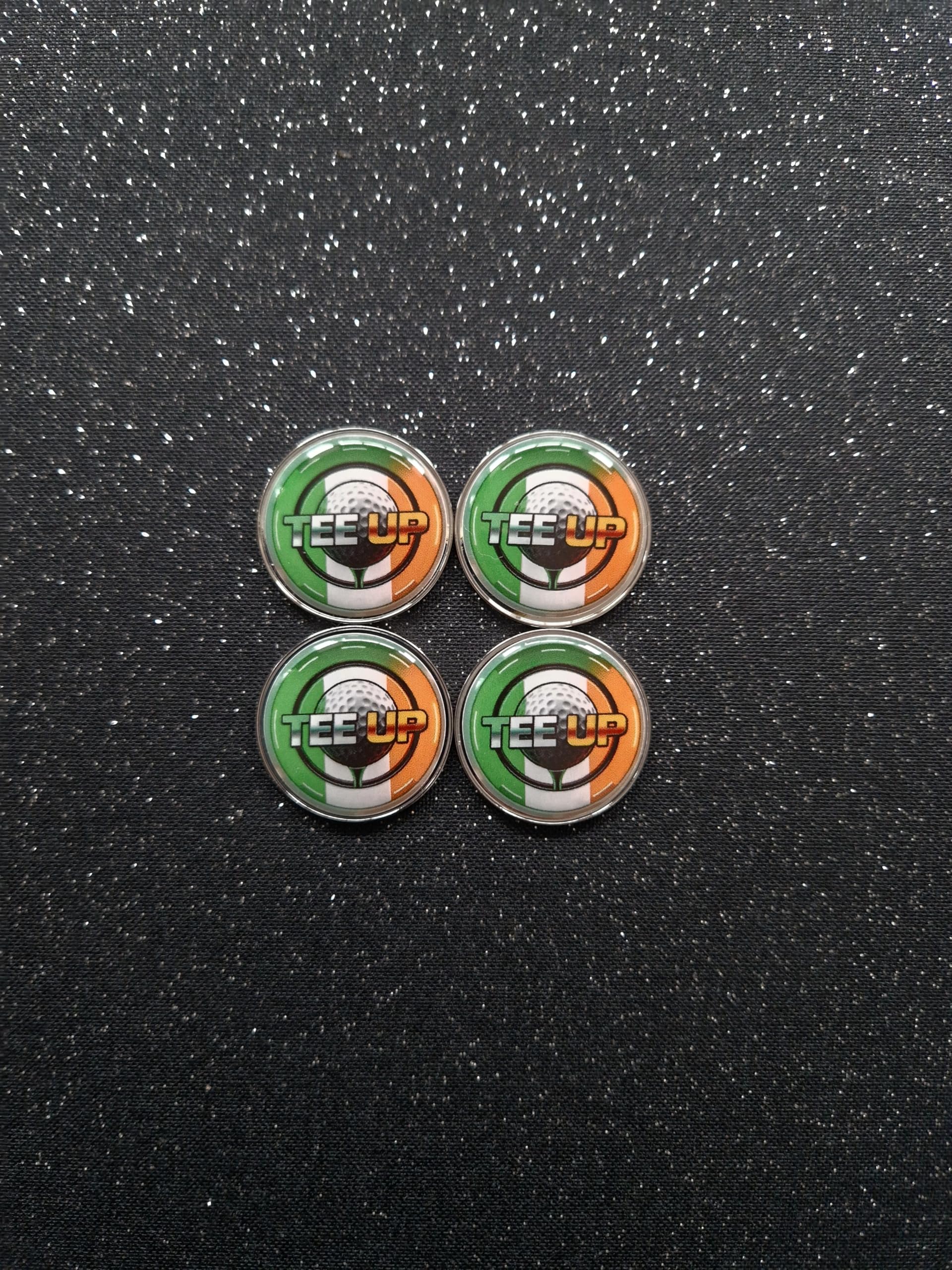 IRELAND Golf Ball Marker/Clip, Green, White & Orange Flag Design (4 x IRELAND markers)