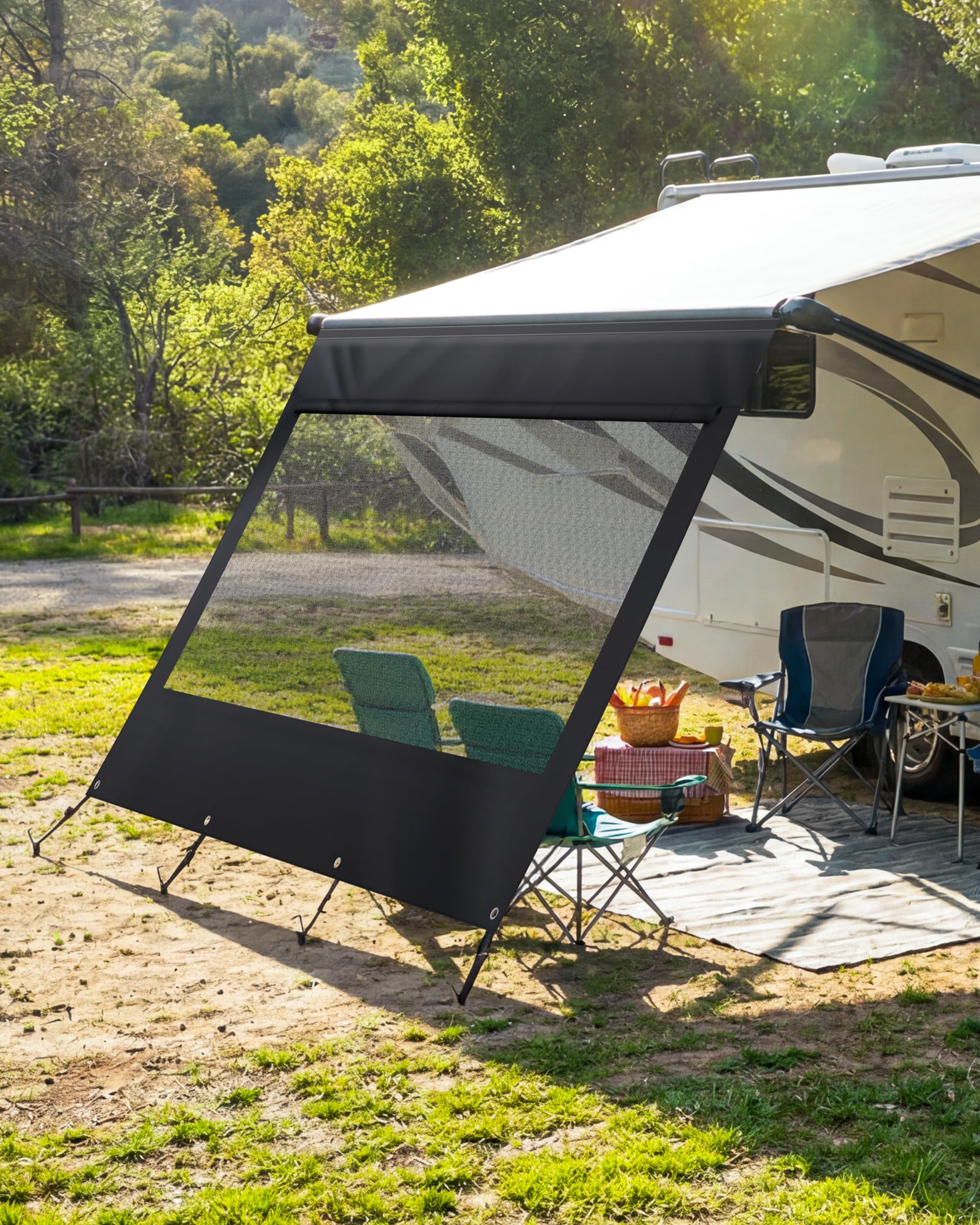 Signstek Sonnenschutz Vorderwand für Wohnmobil Markise 3,25x2m | UPF 50+ | Wasserdichtes Sonnensegel mit Keder (Ø 6,2/7 mm) | Für Wohnwagen | Schutz vor UV & Regen