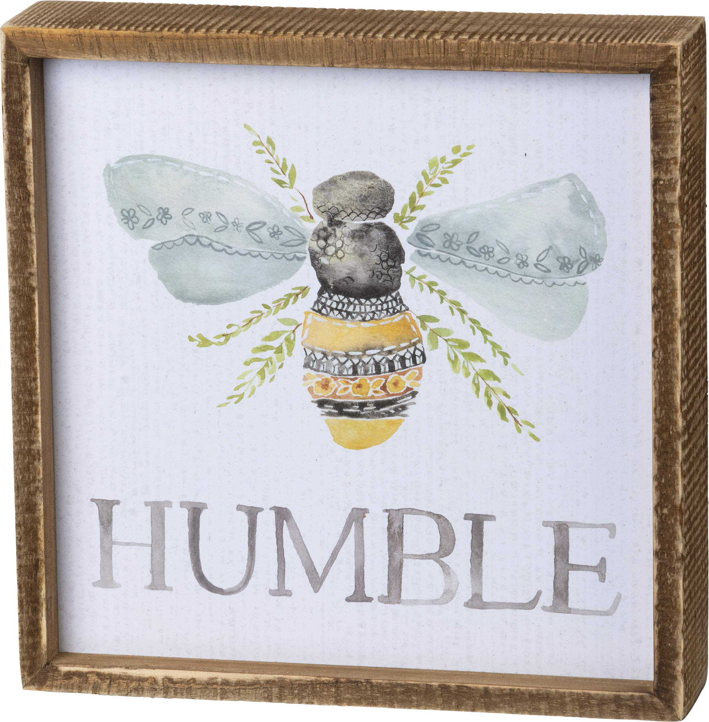 Plaque en bois Bee-Humble decorative 20x20 cm cadre vintage salon rustique