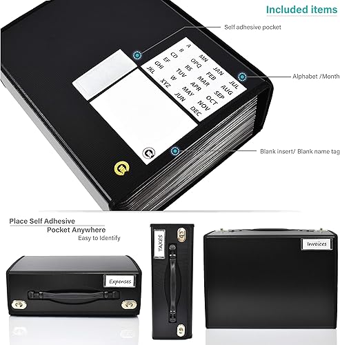Miniatura 13 de CNK Carpetas de archivos de acordeón con 24 bolsillos, organizador para documentos, carpetas de almacenamiento de documentos, carpeta expandible