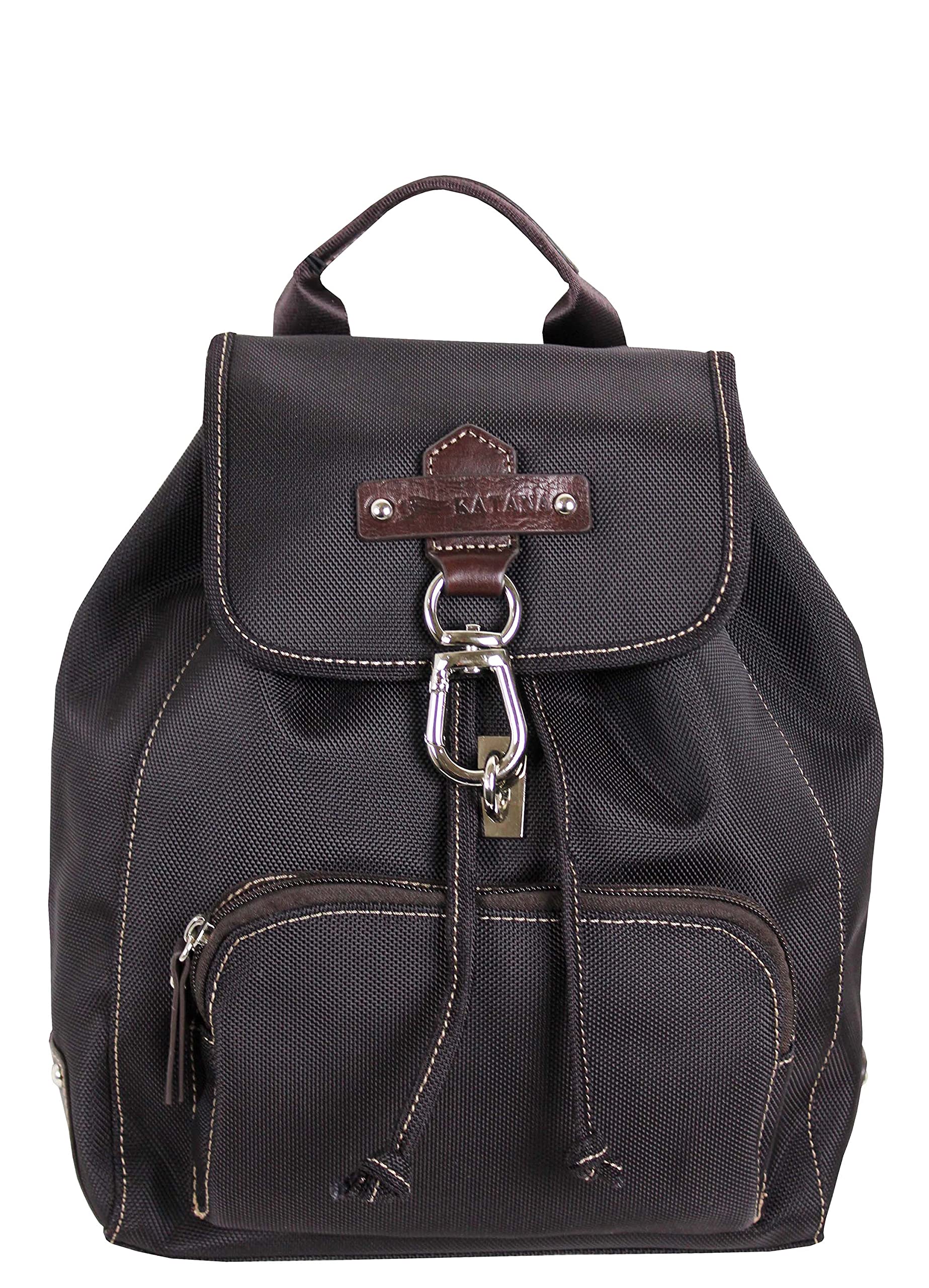 Sac à Dos KATANA Femme – Nylon Garni Cuir, Taille Moyenne, 3 Couleurs Disponibles, Neuf Avec étiquettes