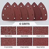 Vista 3 de S SATC 36 piezas de papel de lija para lijadora de ratón, 6 agujeros, papel de lija para lijadora de detalle, papel de lija para lijadora de palma