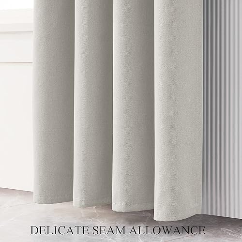 Miniatura 4 de Cortinas extralargas de lino sintético, cortina blanca plateada con aislamiento térmico, panel de ventana de bloqueo solar de 20 pies de largo,