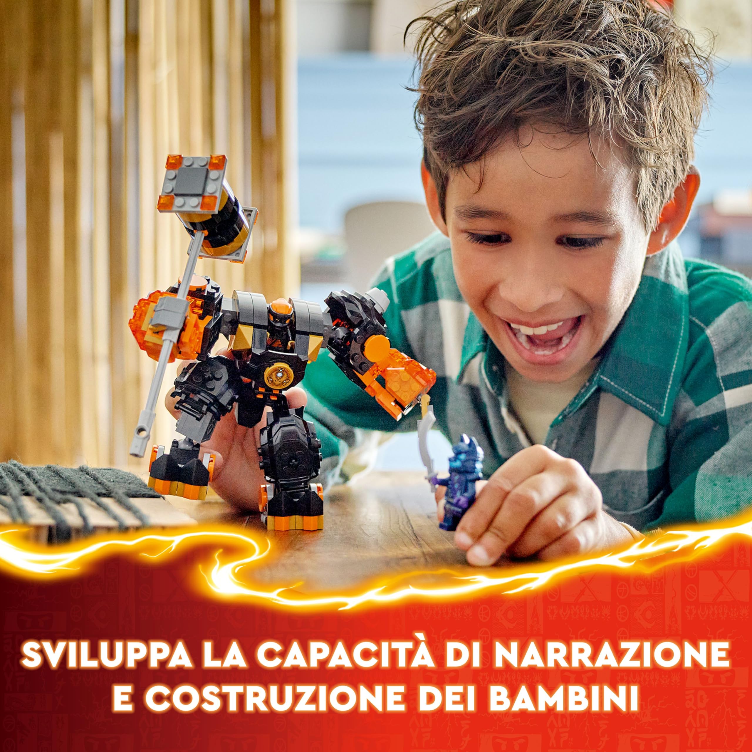 LEGO NINJAGO Mech Elemento di Terra di Cole, Giochi d'Azione per Bambini e Bambine da 7 Anni, Action Figure Snodabile da Battaglia, Giocattolo Personalizzabile con 2 Minifigure, Regalo Ninja 71806