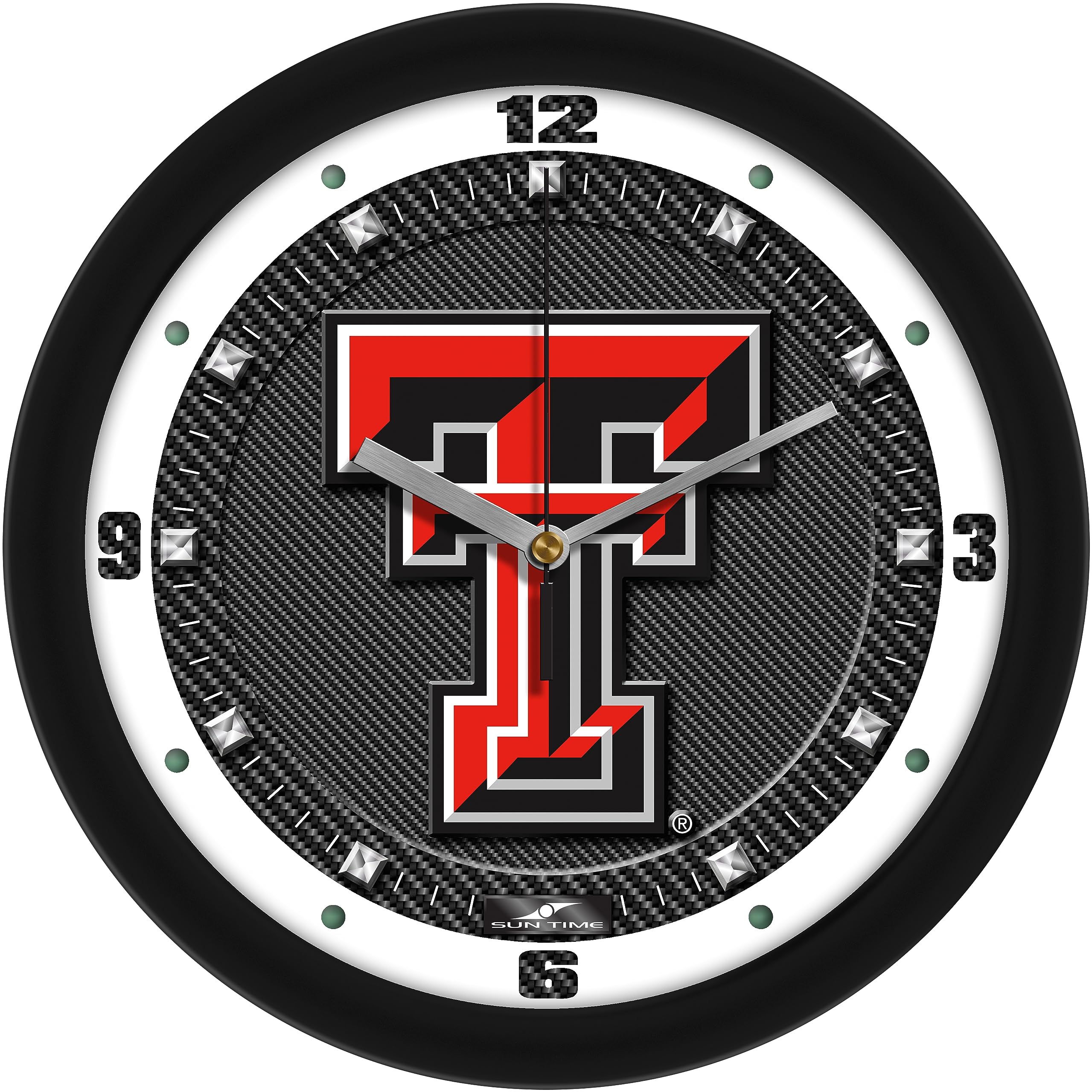 SunTimeTexas Tech Red Raiders - Carbon Fiber Textured Wall Clock