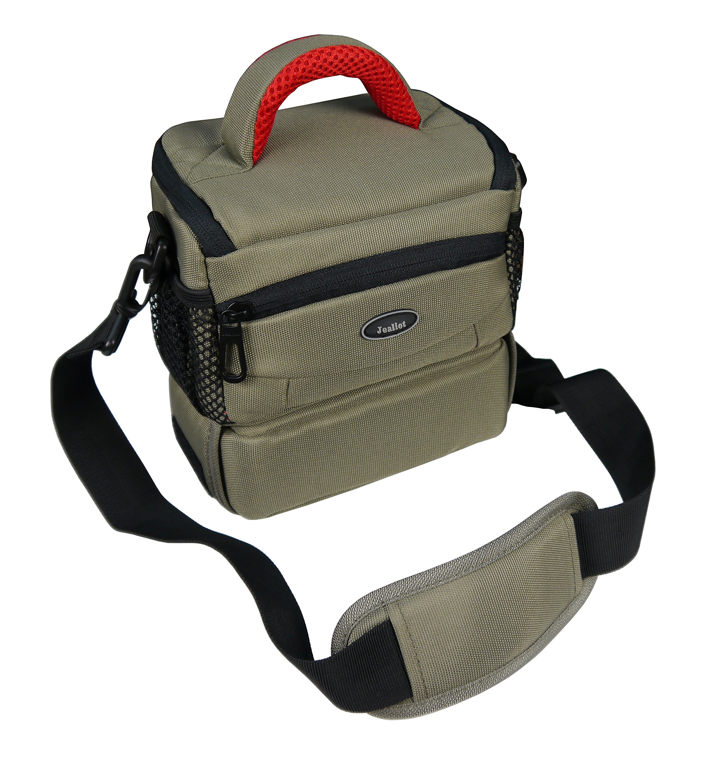 Jealiot Camera Case for Leica Q (Typ 116) - Detachable Accessory Compartment for Charger, Cables and Accessories - Khaki