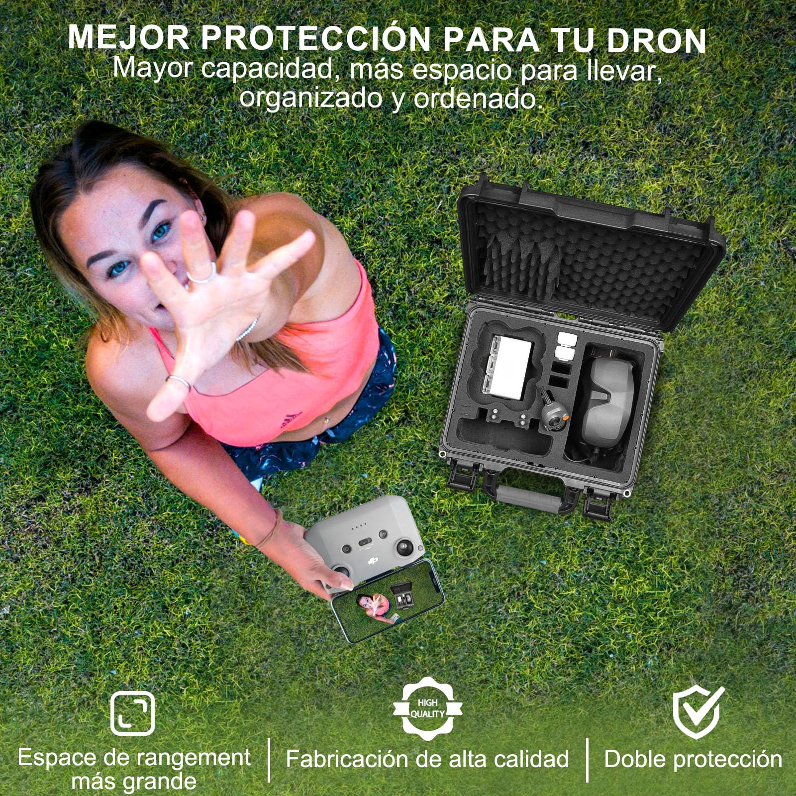 LEKUFEE Maletín Rígido Impermeable para dji Pack Neo 1 Motion Vuela Más,dji Goggles N3/3/2/Goggles Integra,RC N3/N2/2, RC Motion 3/2 y Accesorios (Solo Estuche)