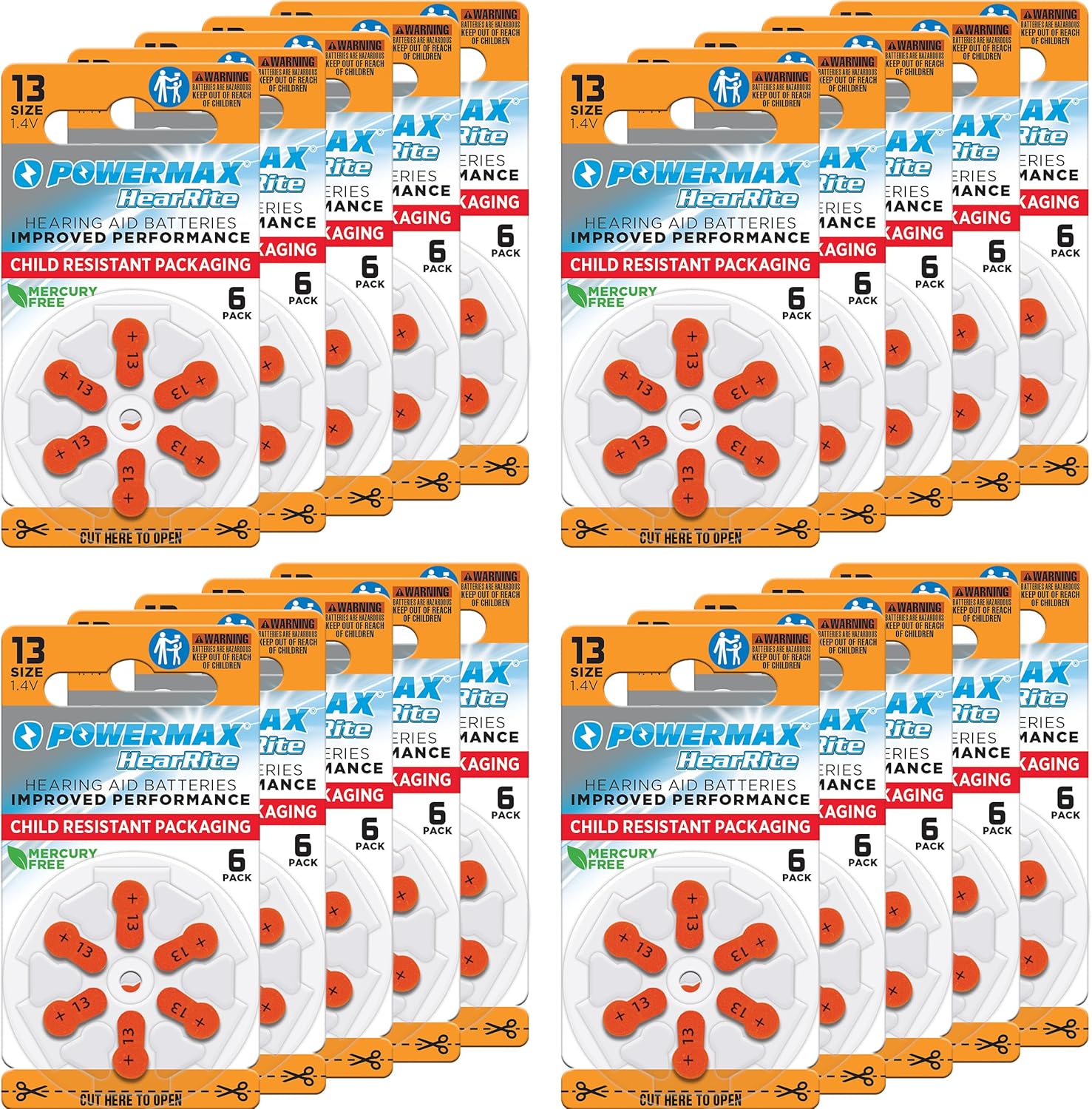 Powermax Size 13 Hearing Aid Batteries, 120 Count
