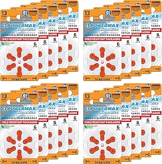Size 13 Hearing Aid Batteries, Orange Tab, 128 Count