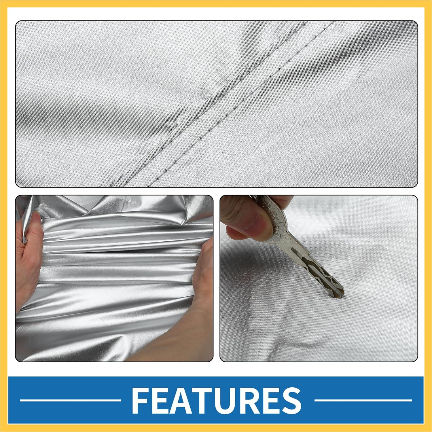 Front Half Car Cover Waterproof 210x110cm Outdoor Half Cover for Car 210D Silver Tone Auto Replacement Parts