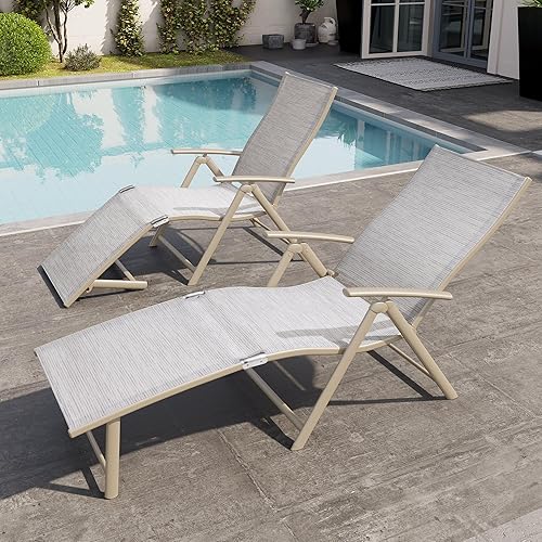 Miniatura 4 de Crestlive Products - Juego de tumbona con mesa Gris claro 2pcs+1 mesa,Marrón 2 piezas+1 mesa,MARRÓN (BROWN-2PCS),Gris oscuro 2 piezas+1 mesa,Gris