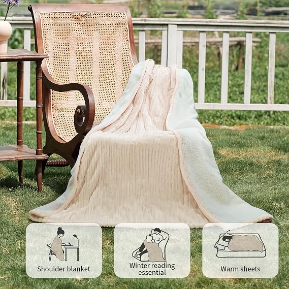 Texciting Heated Blanket 50X60,Soft Electric Blanket,ETL Certified,Beige | Heating Levels,Auto-Off Function,Heated Throw Blanket for Bed,Machine Washable,Gifts for Grapa