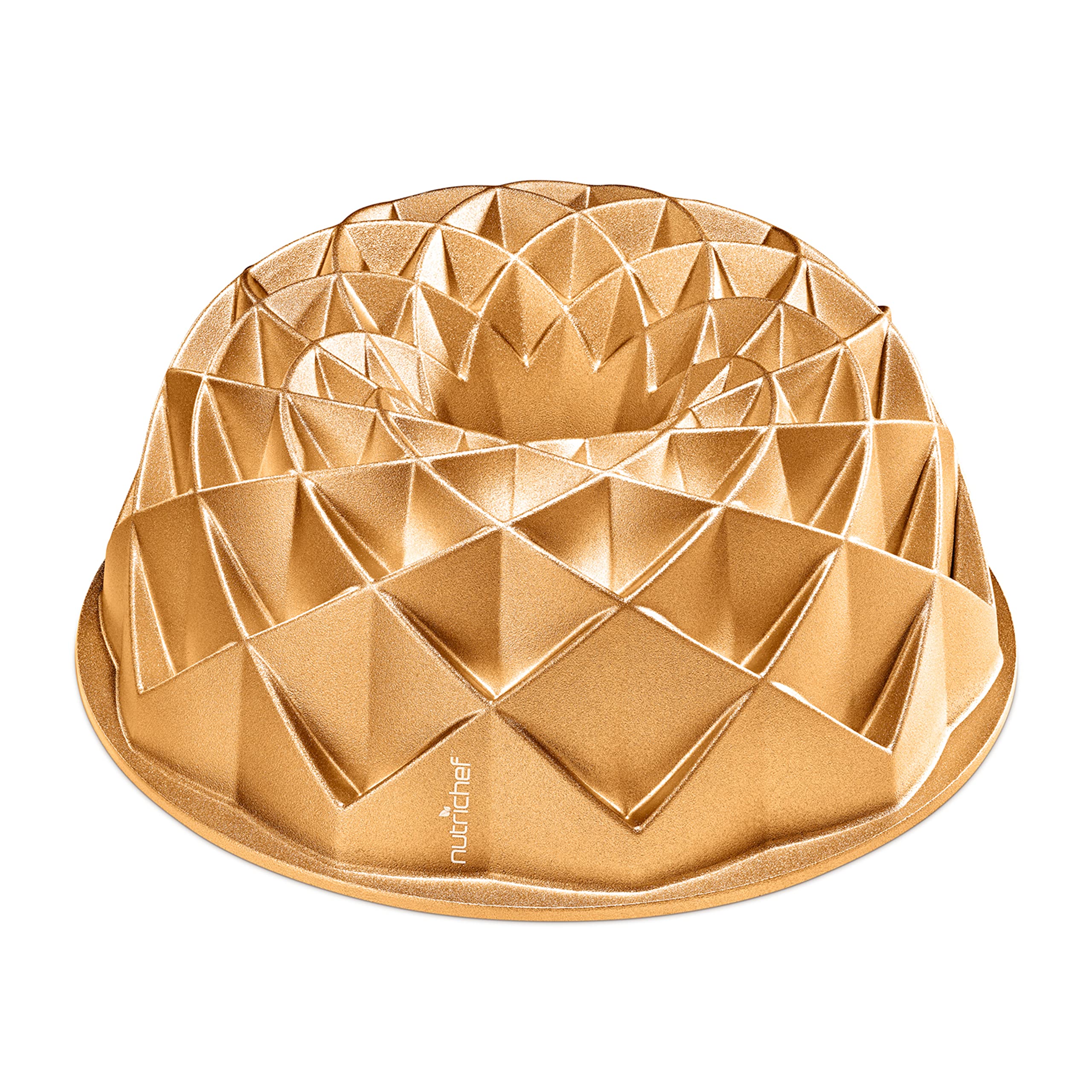 NutriChef molde bundt redondo antiadherente, Aluminio fundido, 23 cms, Diseño aro francés, Bandeja para horno, Bizcochos y tartas, Repostería casera, Cocción uniforme, Fácil de limpiar