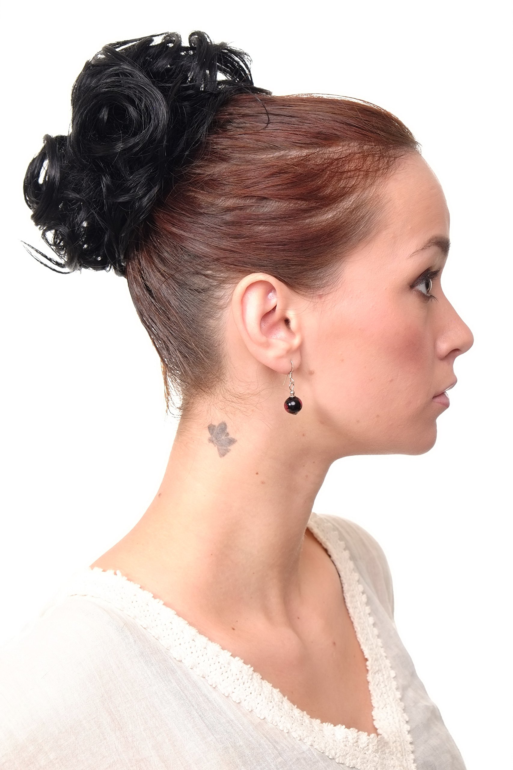 WIG ME UP - NHA-004A-1 Stunning Hairbun AUDREY Hairpiece bun hair knot elaborately elegant curled curls 60s Vintage style deep black - Image 3