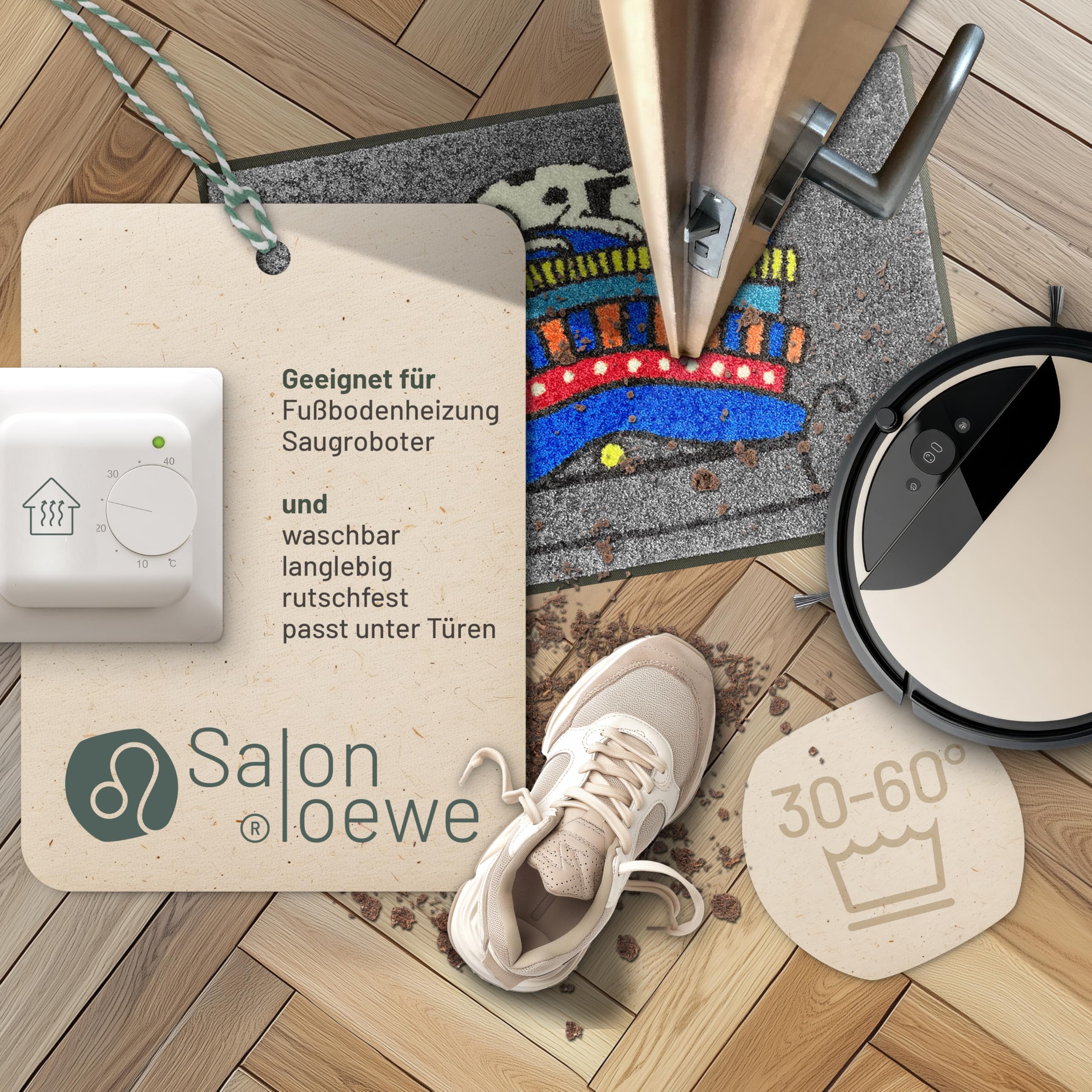 Salonloewe Fussmatte Fairy Dog I Schmutzfangmatte & Fußabtreter für Innen 50 x 75 cm