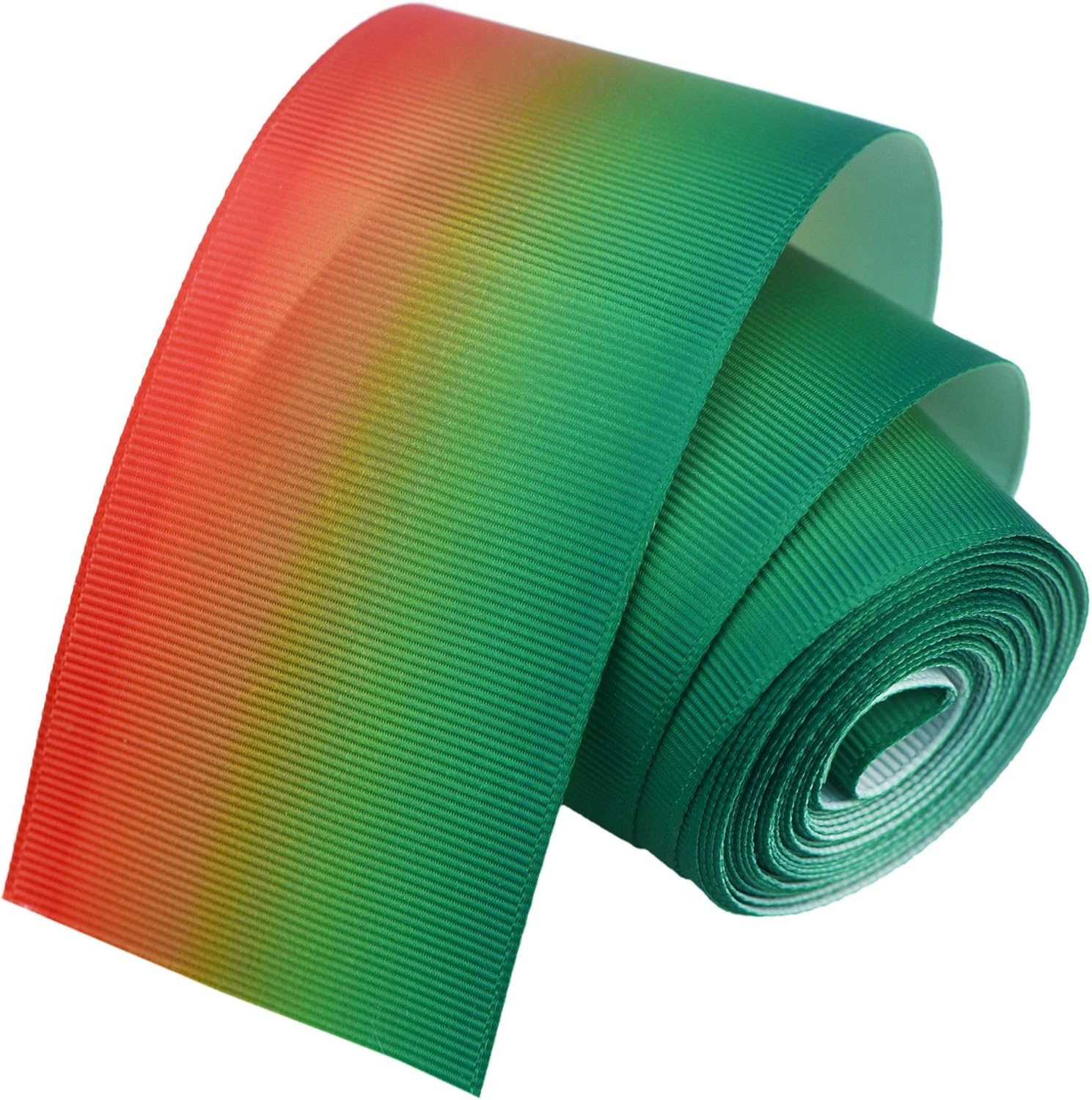 Fiveseasonstuff 50mmグラデーションカラー 虹色 結婚式 祝日 パーティー プレゼントの包装 片面リボン 赤