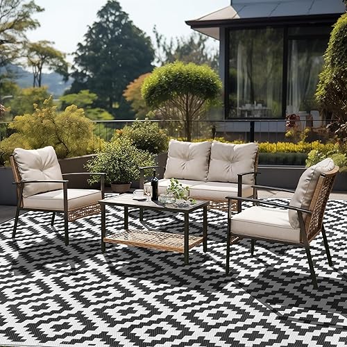 Miniatura 188 de SAND MINE - Alfombras reversibles, alfombra de pajillas de plástico, alfombra de área moderna, alfombra grande para suelo y exteriores, vehículos