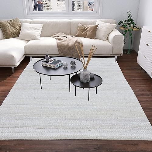 Antep Rugs Alfombra de yute tejida a mano natural de 6 x 9 pulgadas blanco roto 6 pies 7 pulgadas x 9 pies