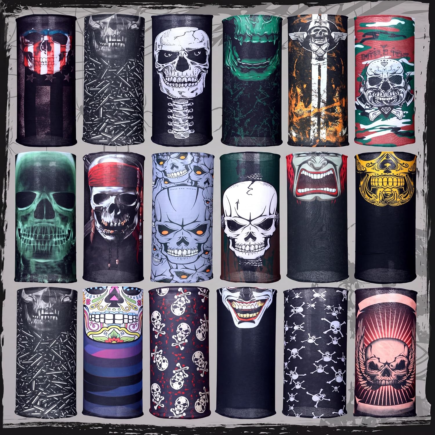 JaGely 30 Pieces Skull Neck Gaiters Scarf Elastic Sports Head Wrap Headband Seamless Halloween Bandana Face Mask for Women Men Riding Running Sports, 30 Styles