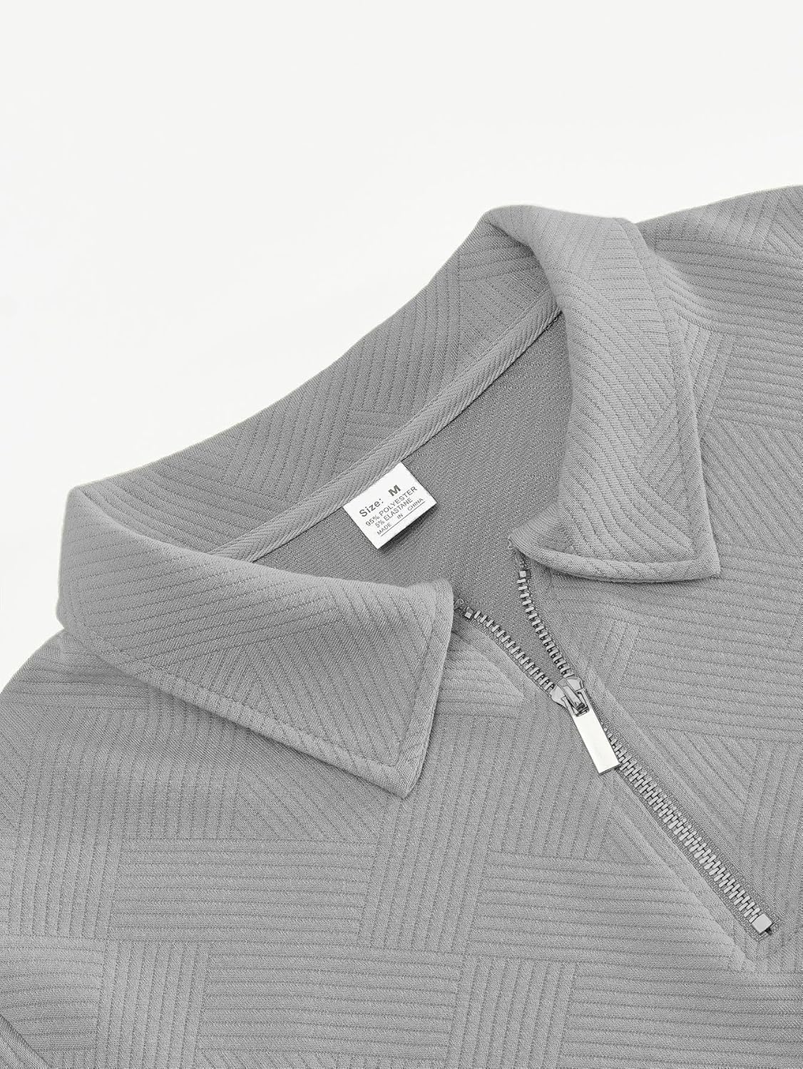 Mens Quarter Zip Pullover Mock Neck Knit Long Sleeve Sweatshirt Athletic Casual Polo Sweater - Image 4