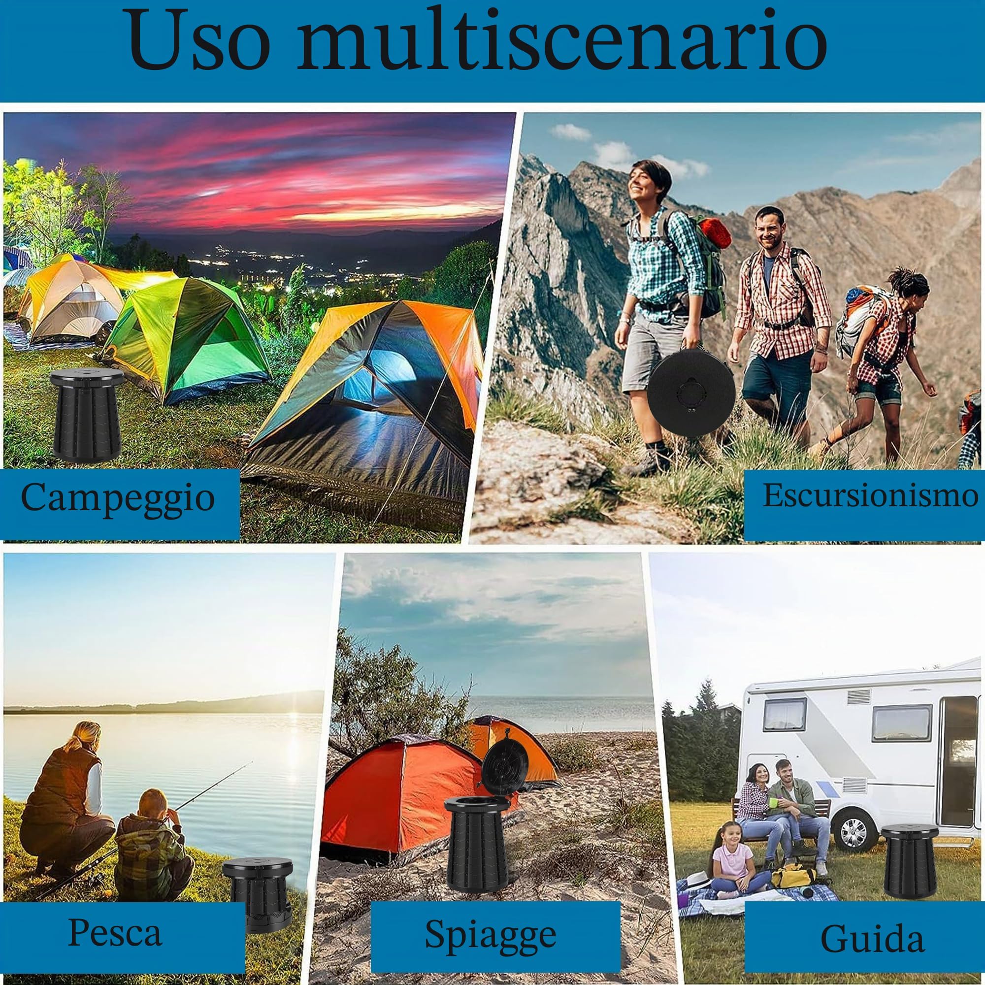 Toilette da campeggio, WC portatile per adulti, WC pieghevole in altezza regolabile, vasino portatile per campeggio, emergenze all'aperto, auto, viaggi