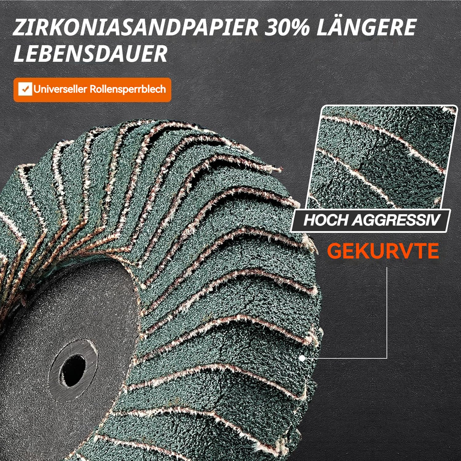 Sbestily 12 Stück Fächerscheiben 50mm, 2 Zoll Schleifscheiben Set Körnung 40/60/80/120, Zirkonkorund Schruppscheibe With 1/4" Holder für Winkelschleifer Metall Holz Stahl Schleifen Polieren