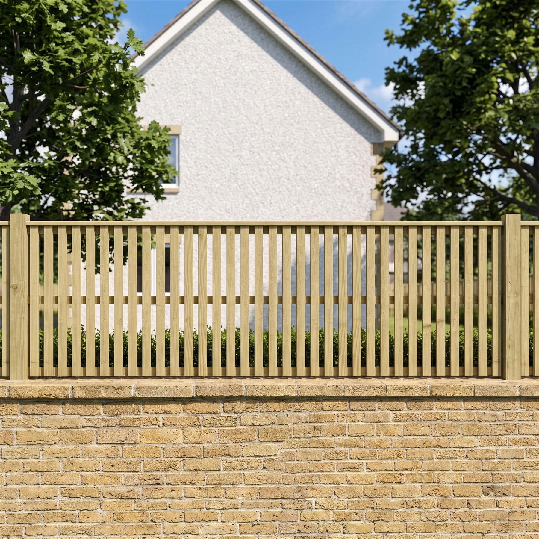 Fence Panel Topper 6ft x 2ft Tuscany Slatted Garden Trellis Wooden 4pk
