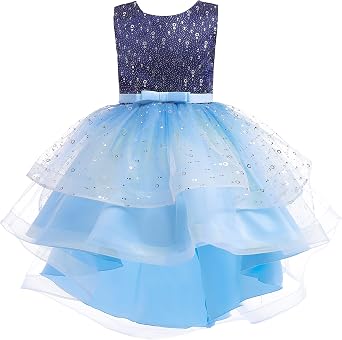 Glamulice Flower Girl Rainbow Tulle Dress High-Low Wedding Party Bridesmaid Birthday Pageant Dresses