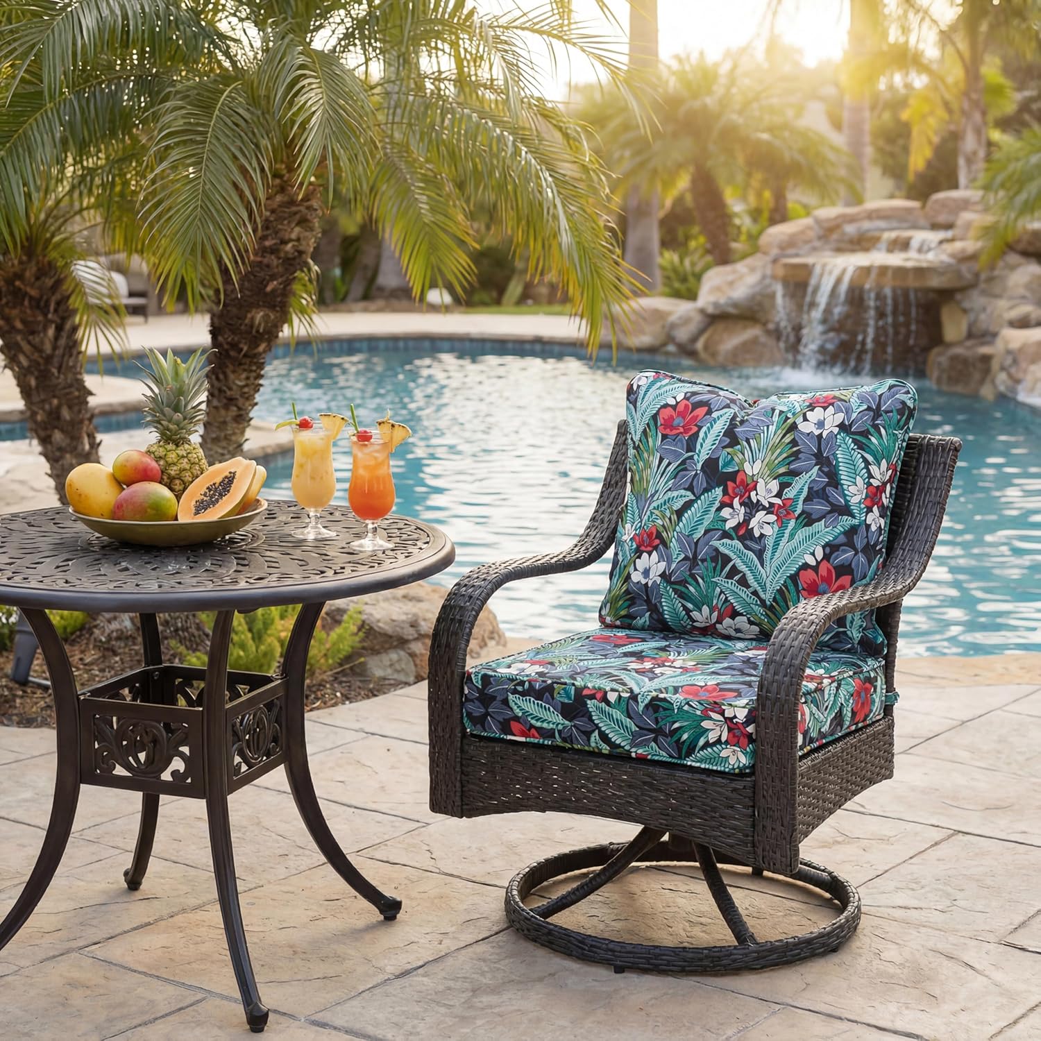Art Leon Waterproof Outdoor Seat Cushion 24"x 24" 30D High Density Foam Patio Chair Cushions with Non-Slip Backing Patio Cushions for Patio Furniture Porch Swing Garden Bench Camping Stadium