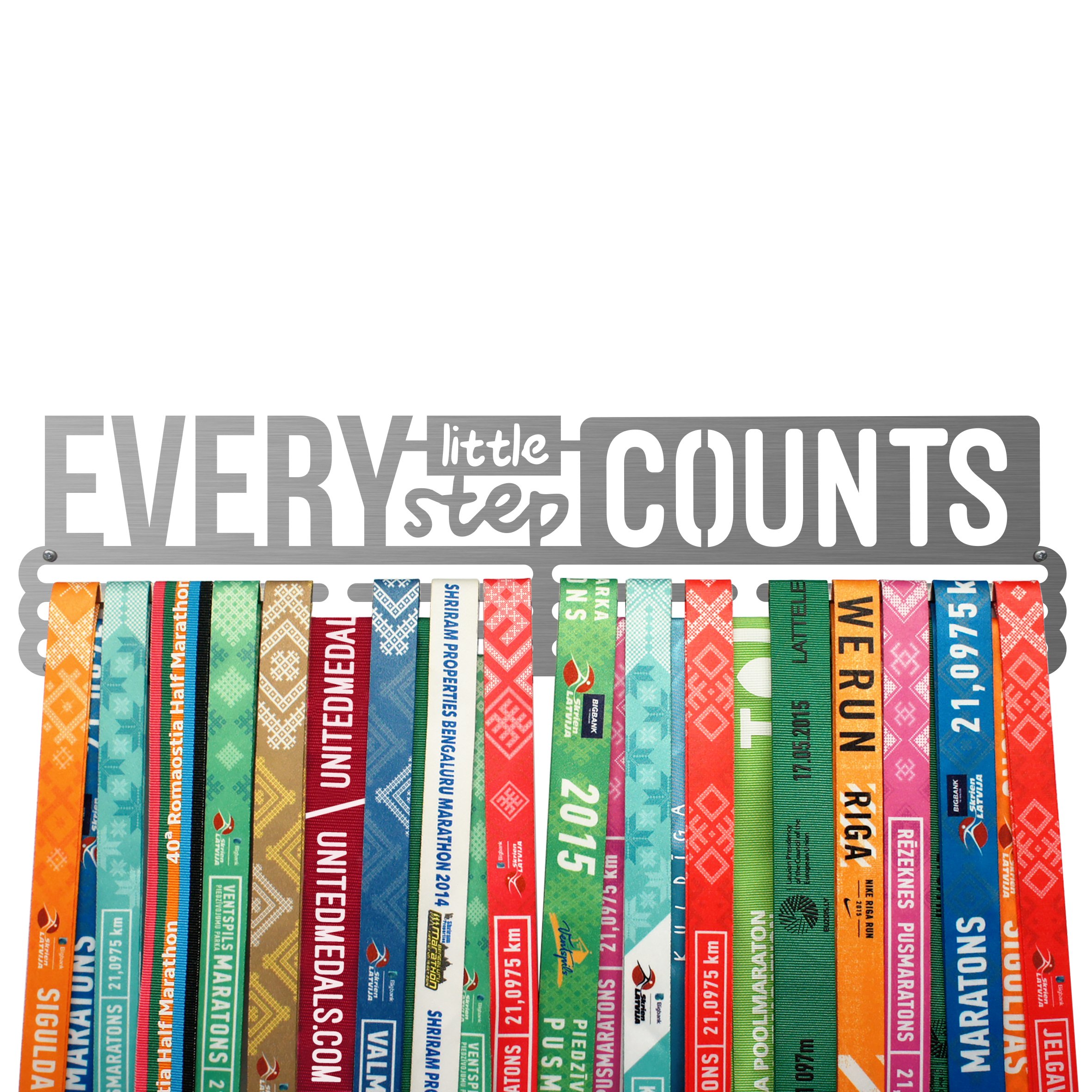 Every Little Step Counts Sport Medal Hanger Display | Stainless Steel Medal Holder | up to 48 Medals