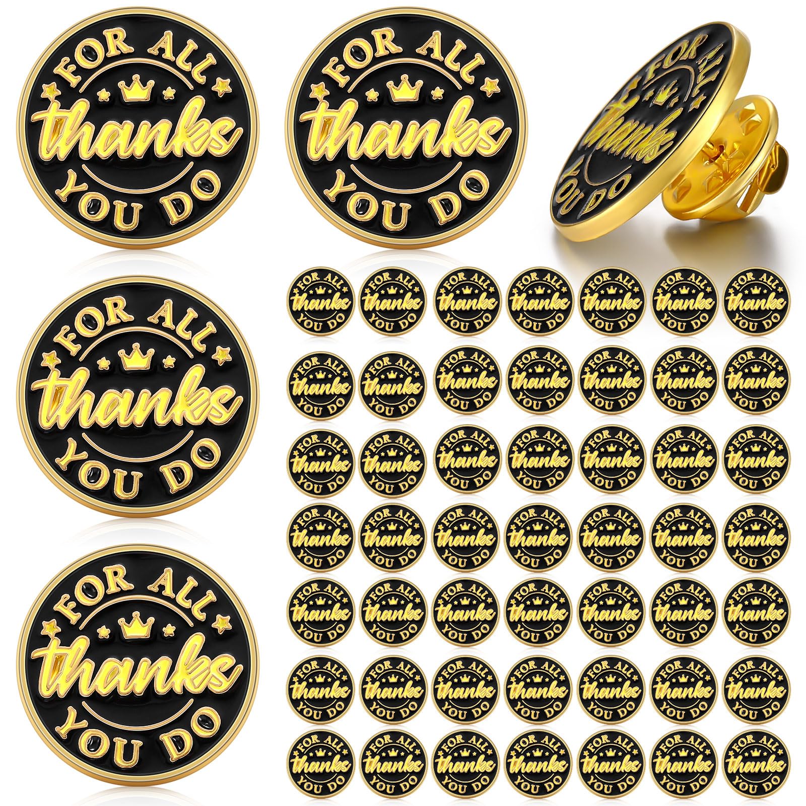 Ceenna 50 Pcs Employee of The Month Lapel Pin Bulk Star Recognition Appreciation Gift Enamel Gold Plated Performance Reward Gift for Staff Team