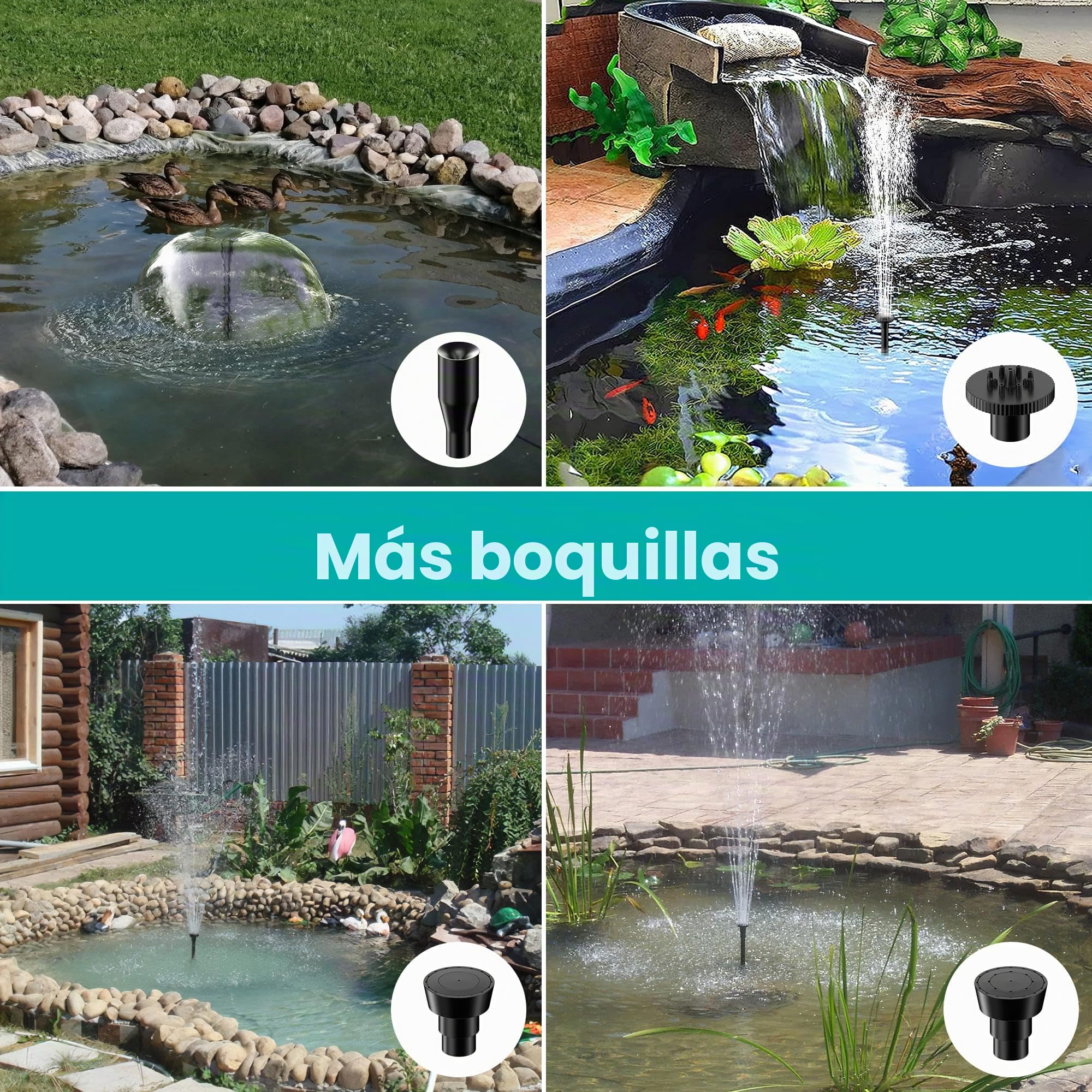 Biling Juego completo de filtros solares para estanques con bomba de 20 W, 875 l/h, bomba solar para estanques y cascadas de hasta 1200 l, fuente solar para exterior, piscina y jardín