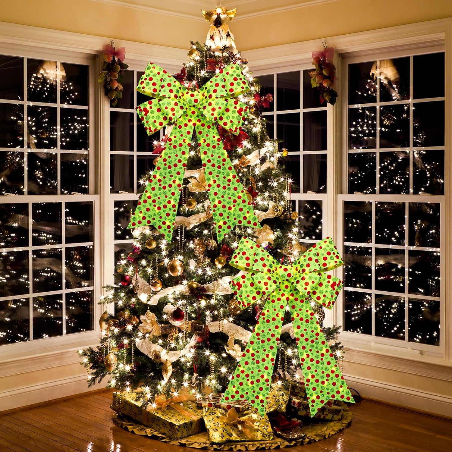 Liliful 2 Pcs 18 x 32 in LED Christmas Wreath Bows Extra