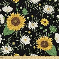 Vista 12 de Lunarable Tela suculenta de The Yard, flores en acuarela estilo pintura coloridas flores de primavera tema de jardinería, tela de microfibra