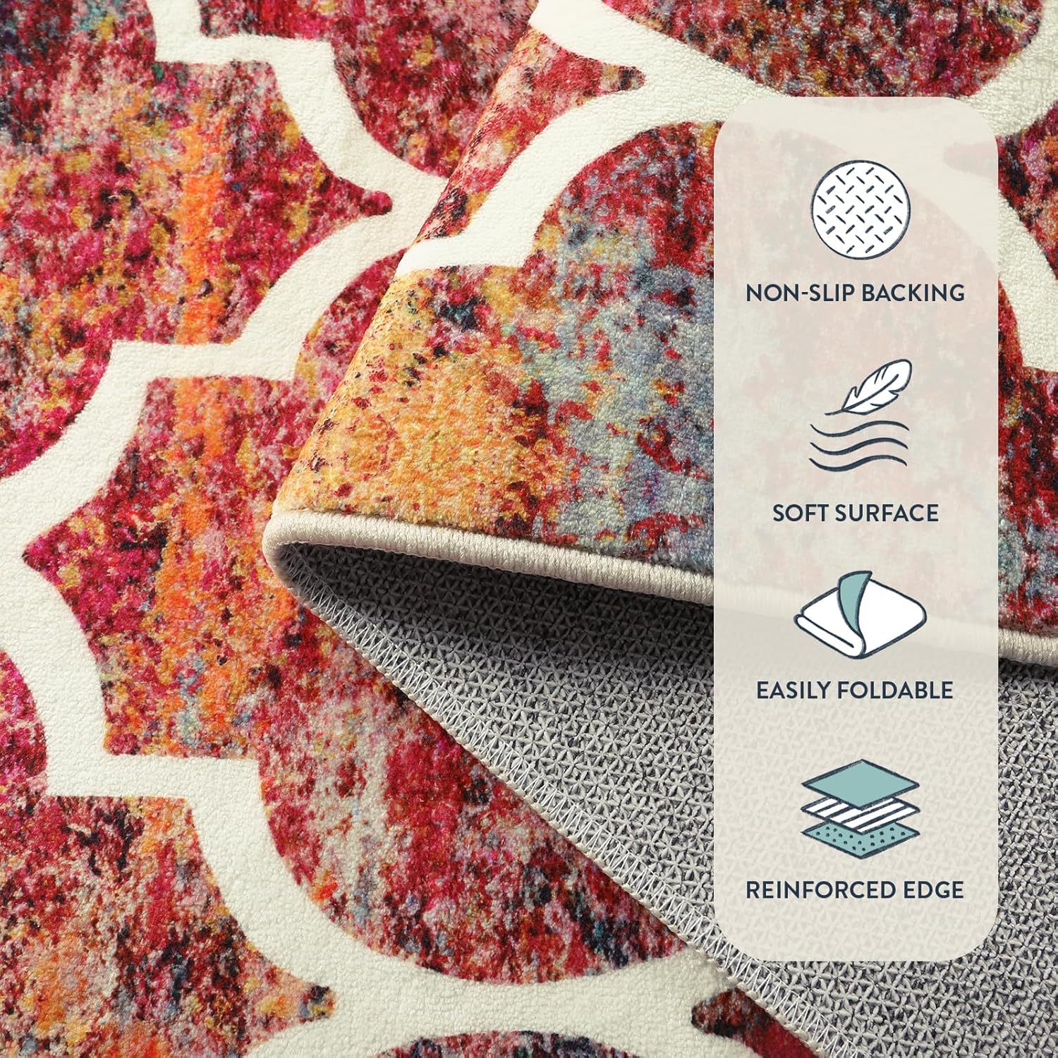 Lahome Moroccan Kitchen Rugs -2x3 Washable Rug Small Indoor Door Mat Throw Rug Non-Slip Front Door Mat Indoor Entrance Mats for Entryway,Red Colorful Rugs for Bedroom Meline（2x3, California Sunset