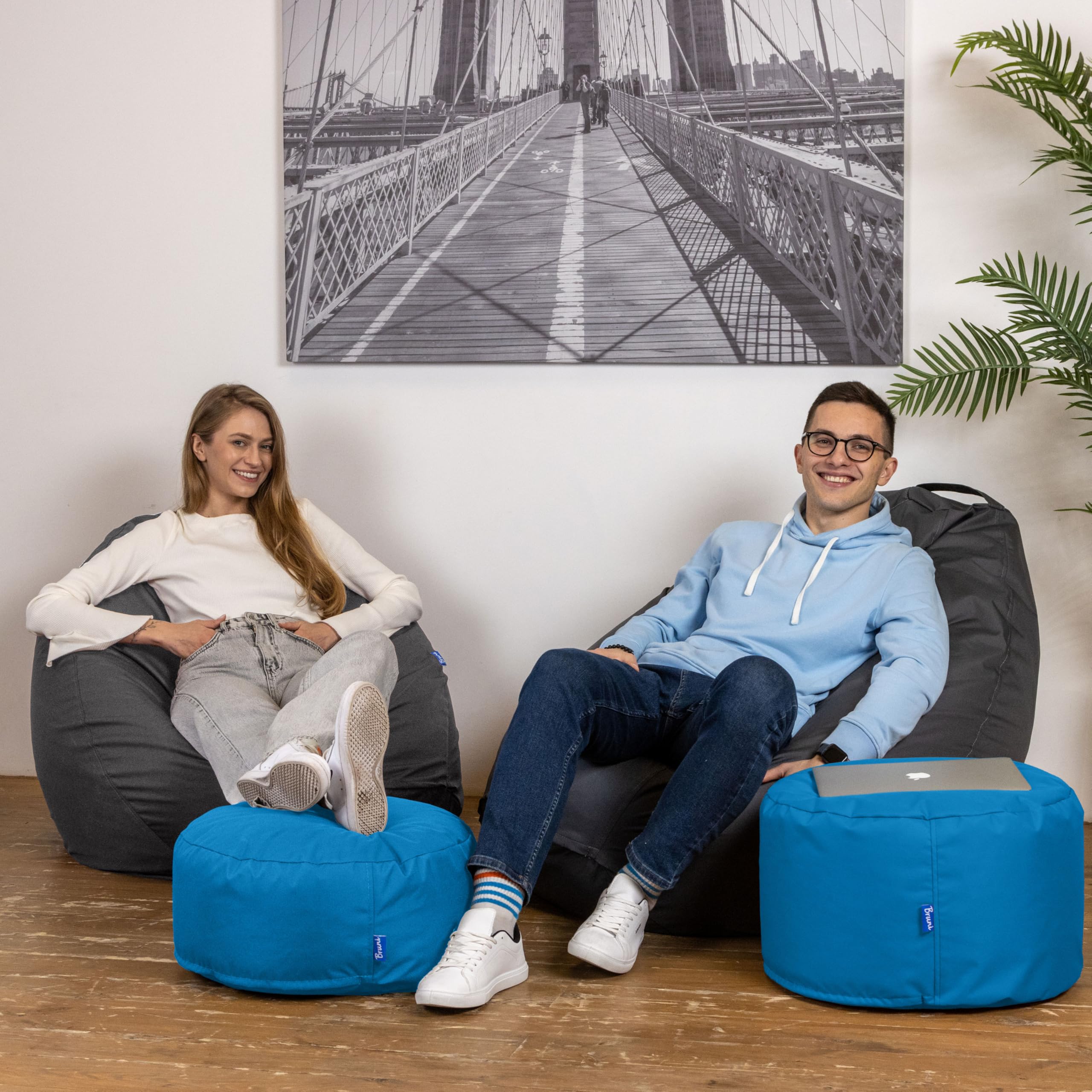 Poef Duablo blauw fluweel | Astrid Jeulink