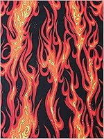 Vista 1 de Tela 100% algodón vendida por yarda 1 yarda = 36 pulgadas de longitud (llama de fuego en negro)
