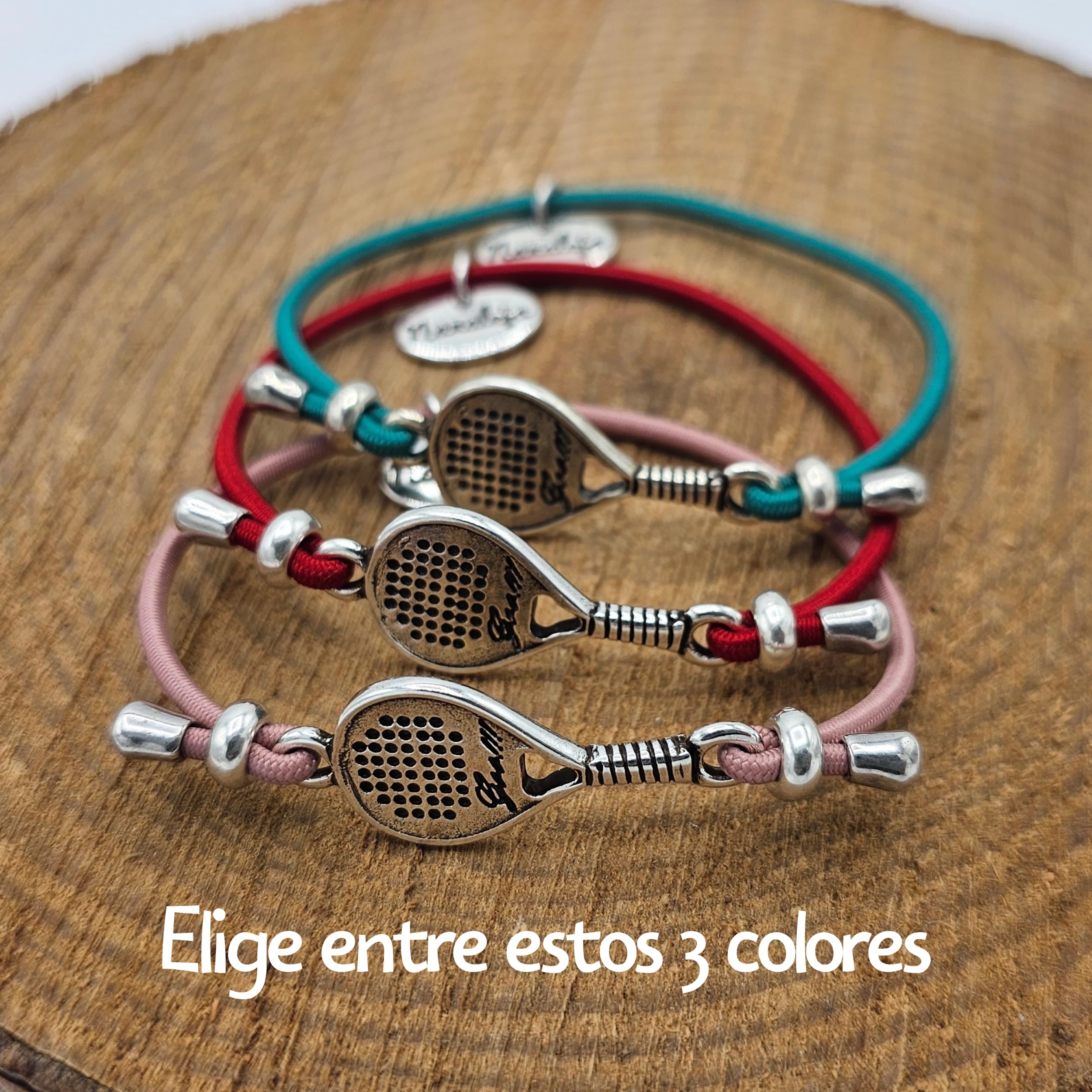 Pulsera raqueta padel Nanaleja goma rosa accesorios regalos originales hecha en España