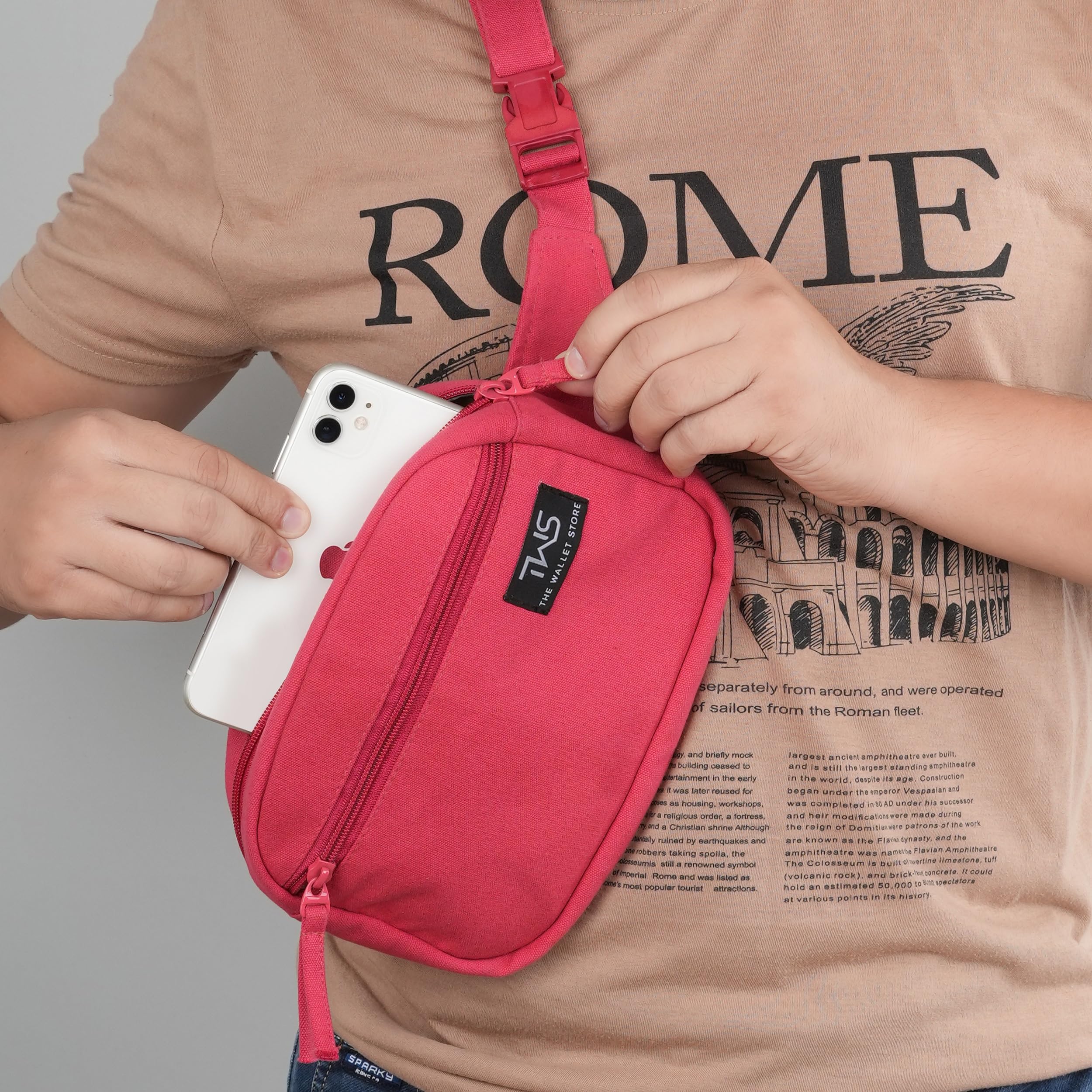 The Wallet Store Urban Trek Canvas Fanny Bag - Red