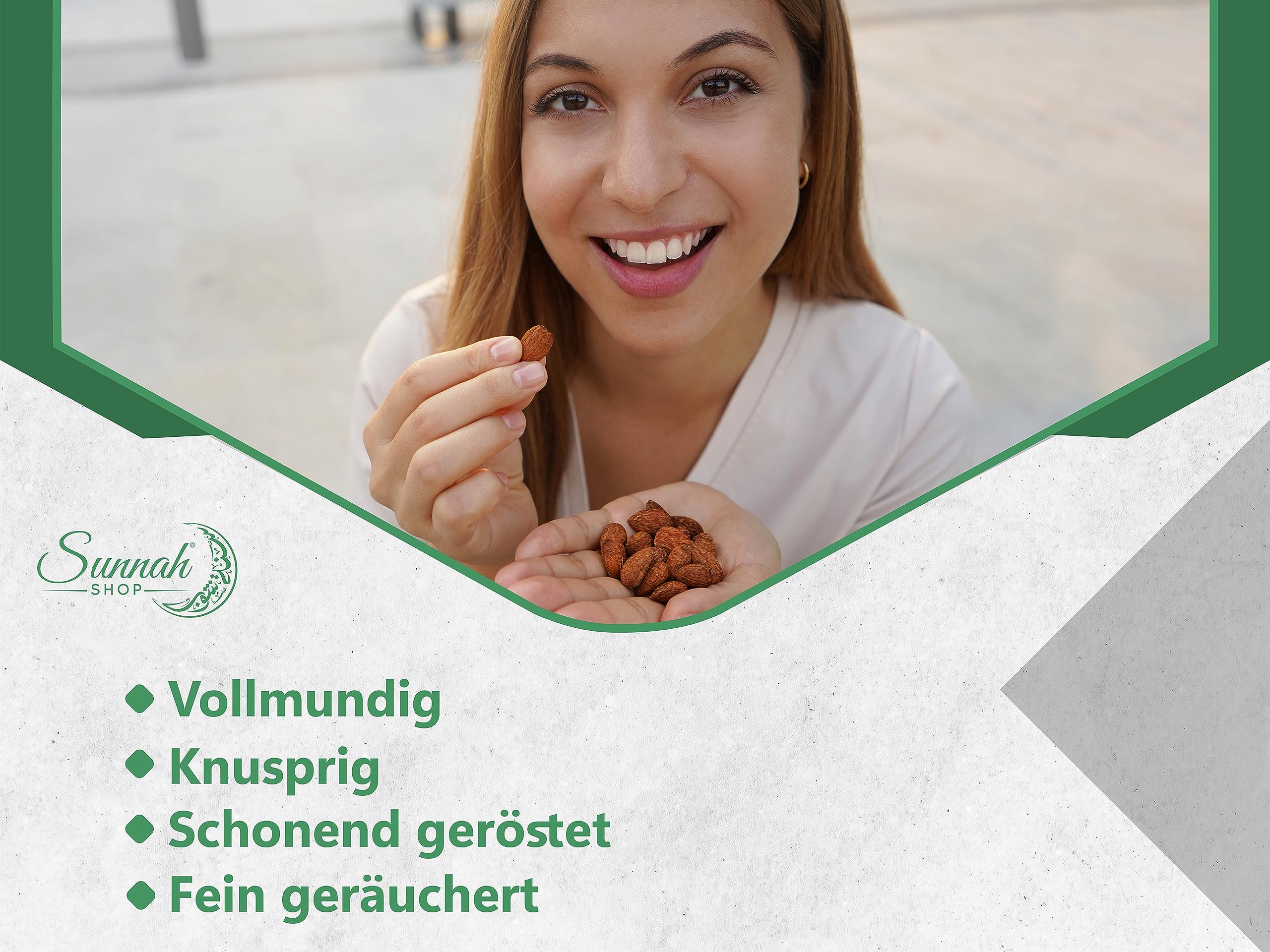 Almendras ahumadas Sunnah Shop® 1KG BBQ asadas, ahumadas y saladas | Almendras crujientes con un abundante aroma ahumado | proteína vegana | Almendras ahumadas Almendra tostada y salada