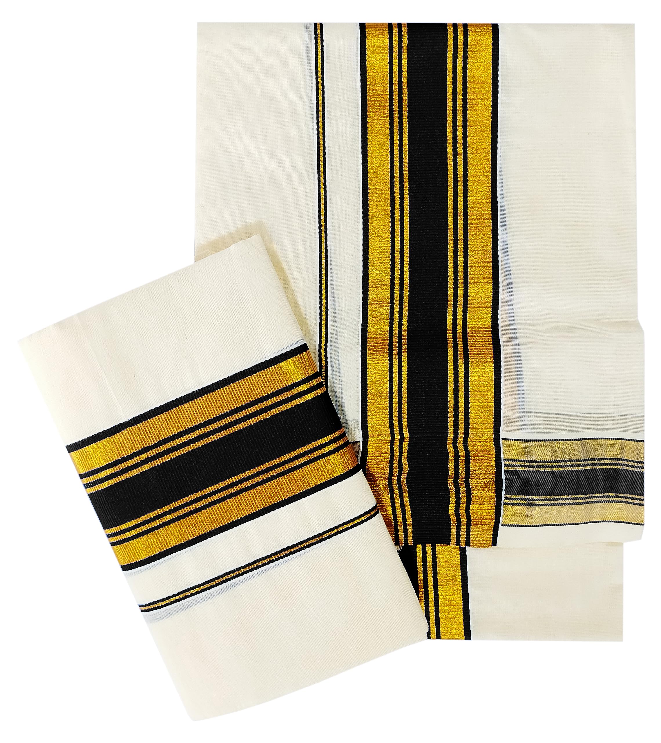 YETTALANยฎ Women's Kerala Traditional Cotton Set Mundu Cream Color with Fancy Border