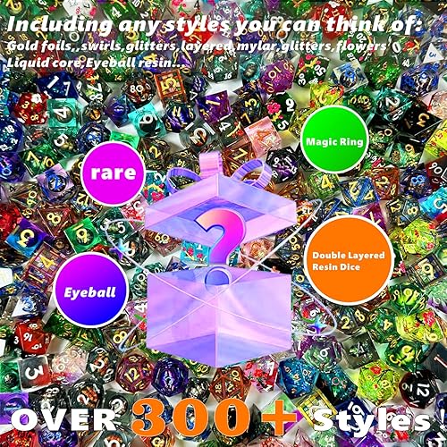 Miniatura 9 de HAOMEJA Juego de Dados Misterio DND de Resina  7 Piezas de Dados Poliédricos Aleatorios para D&D, RPG, MTG  Accesorios Únicos y Coleccionables para